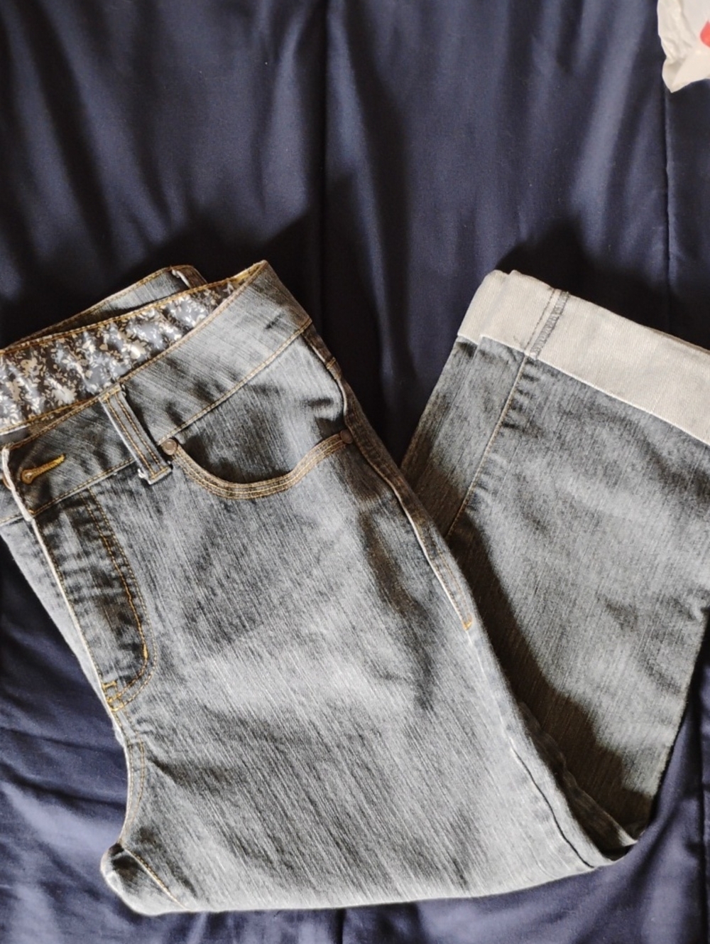 Faded Glory Light Gray Cropped Straight Jeans